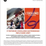 Le Prix d'Excellence Gastronomique du Guide Lebey